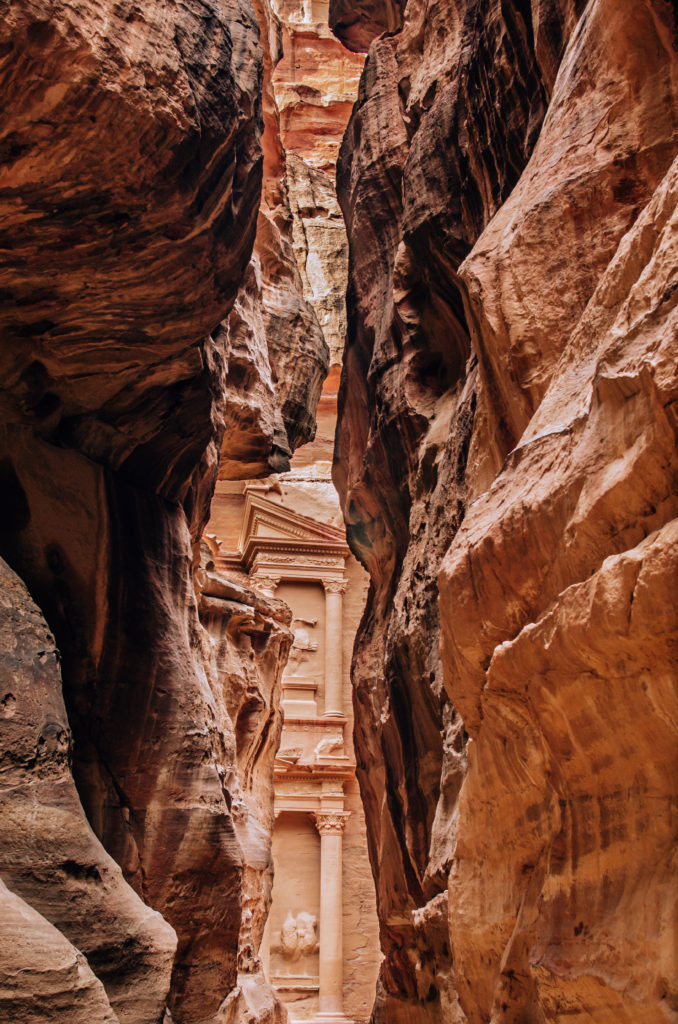 2 Day Hiking Guide to Petra. The Siq opening up to reveal the Treasury