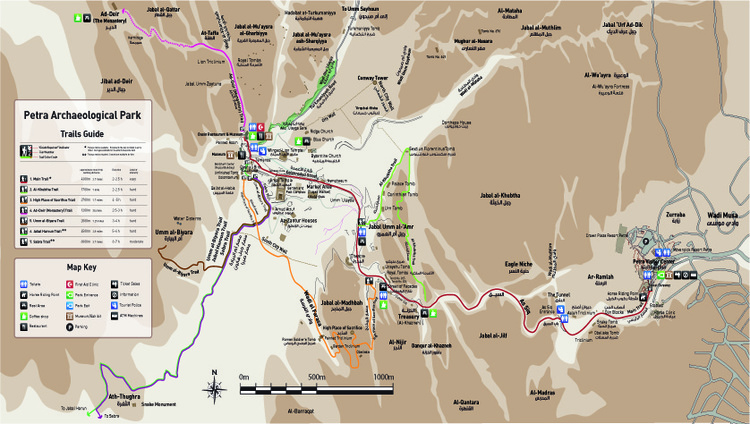 2 Day Hiking Guide to Petra.  Trail Map of Petra